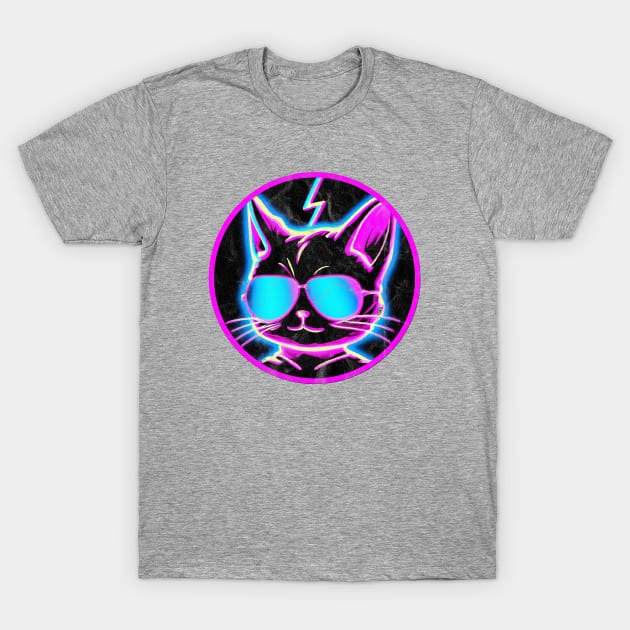 Synthwave Cat Retrowave 2 T-Shirt by karutees